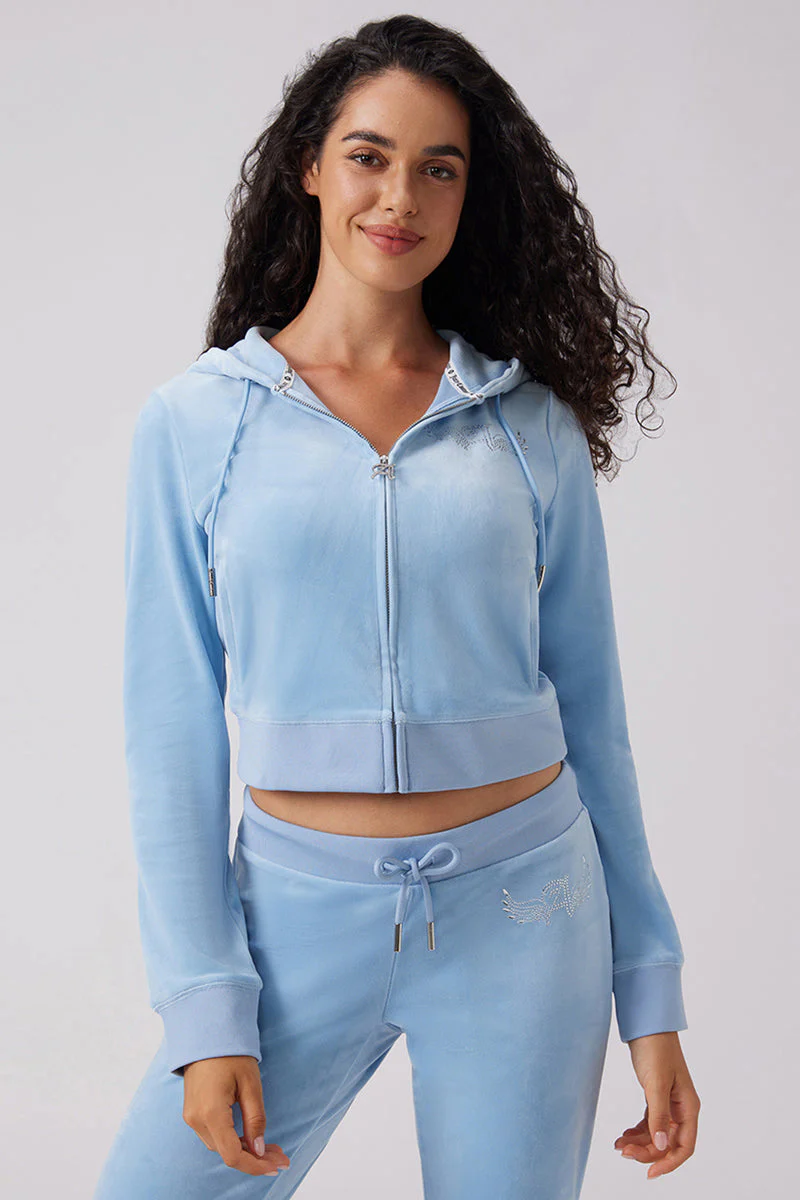 Angel Couture Big Bling Velour Hoodie