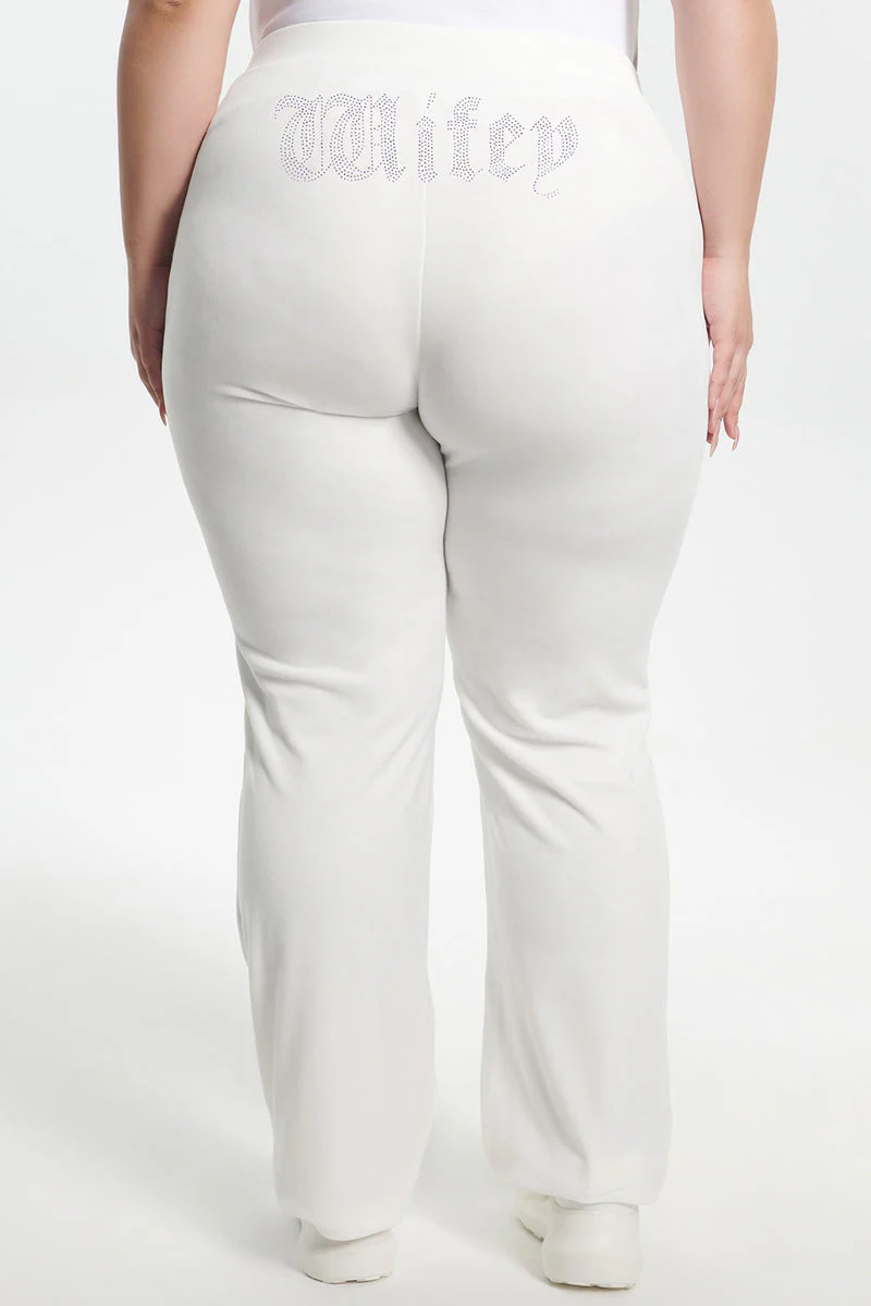 Wifey Customizable Big Bling Velour Track Pants