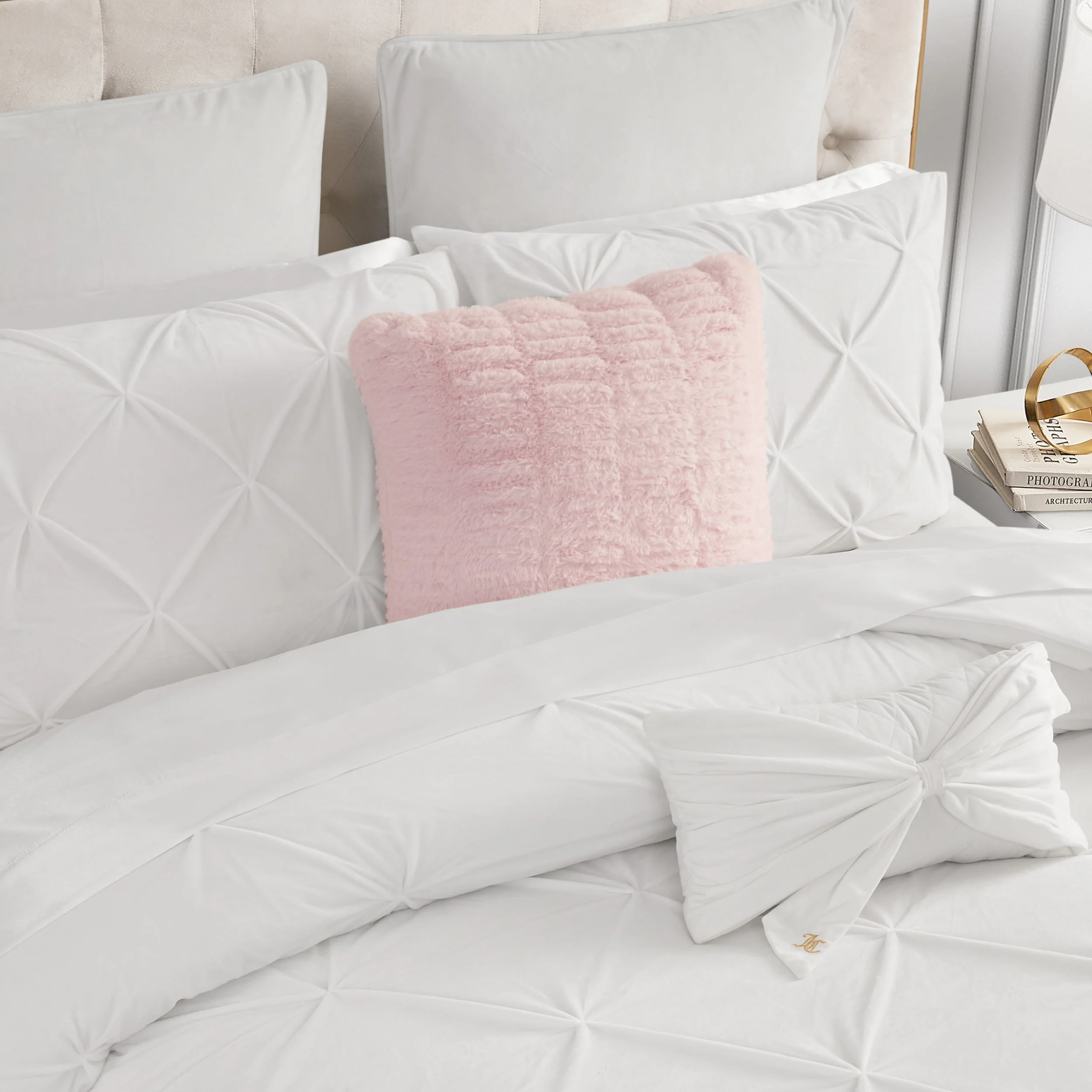 Pleated Faux Fur Decorative Pillow