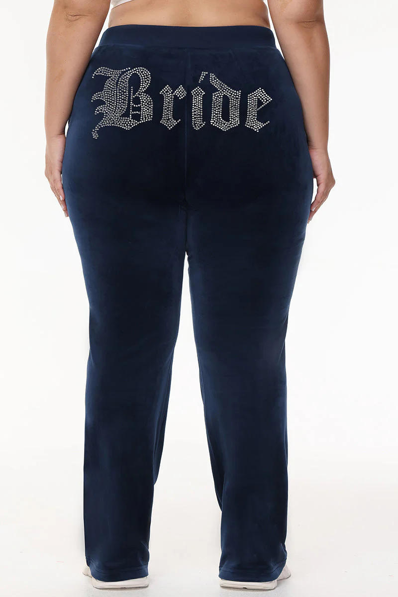 Bride Customizable Big Bling Velour Track Pants