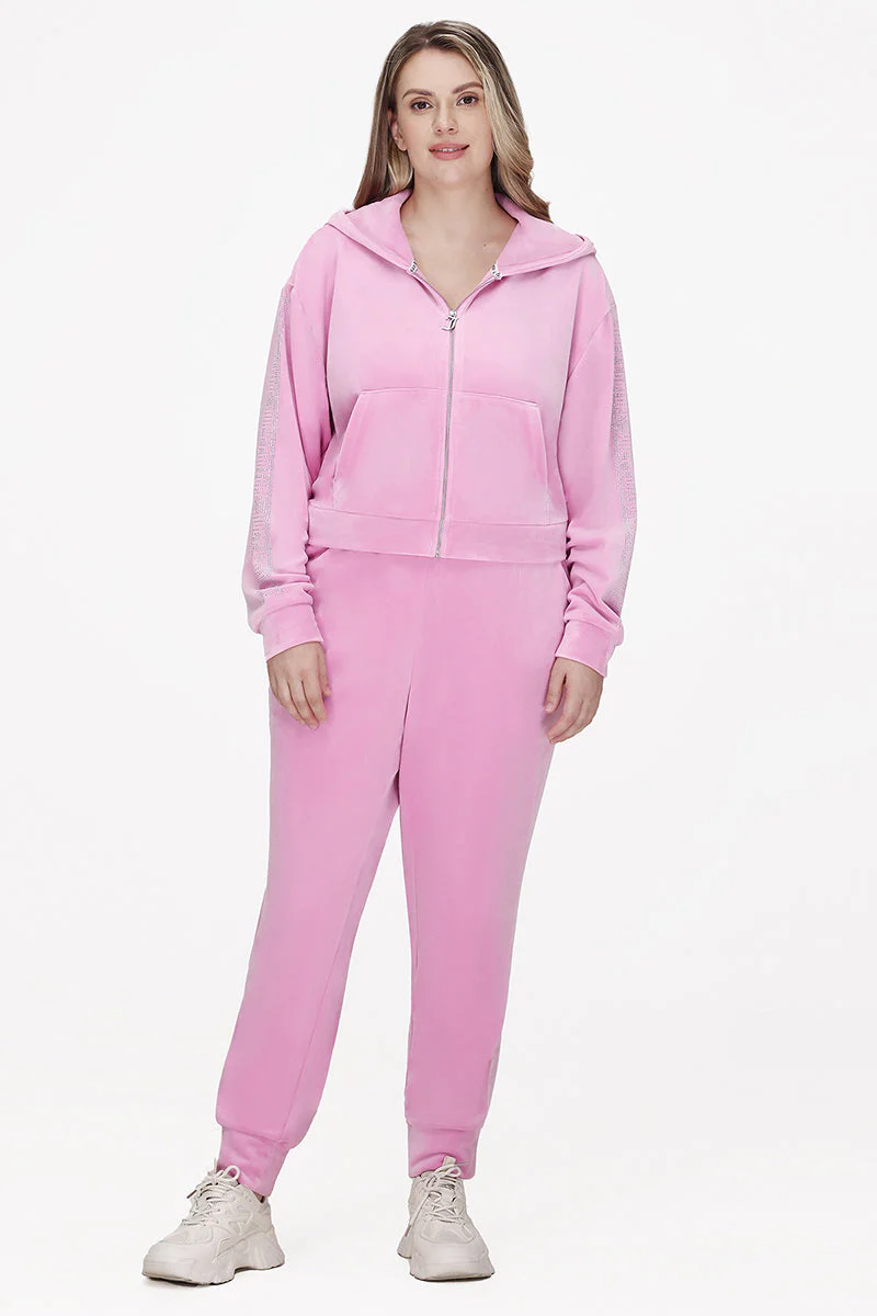 Plus-Size Velour Cropped Jacket With Side Bling