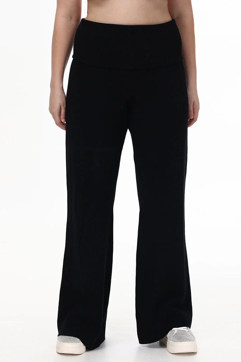 Plus-Size Low Rise Knit Flare Pants