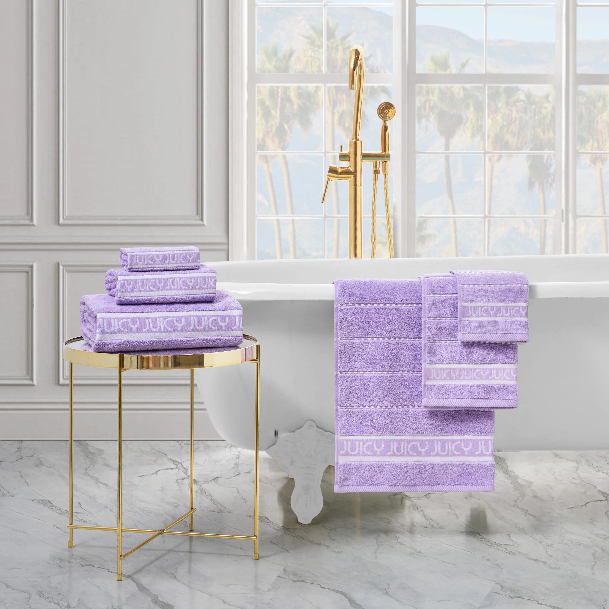 Plush Stripe Bath Towel Set