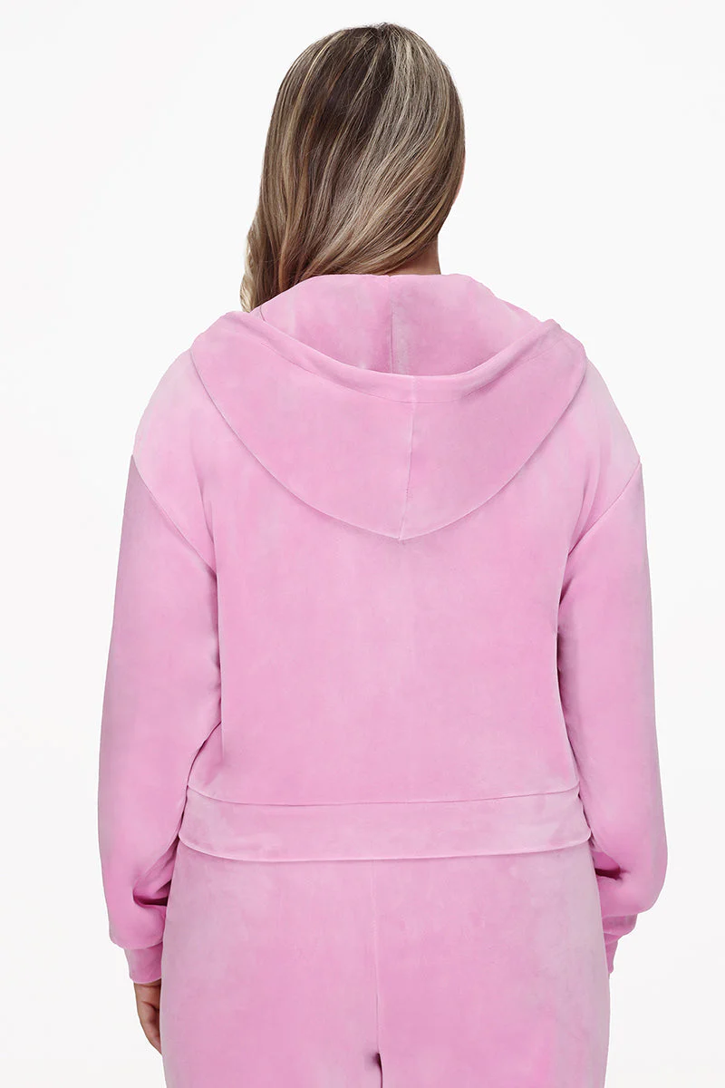 Plus-Size Velour Cropped Jacket With Side Bling