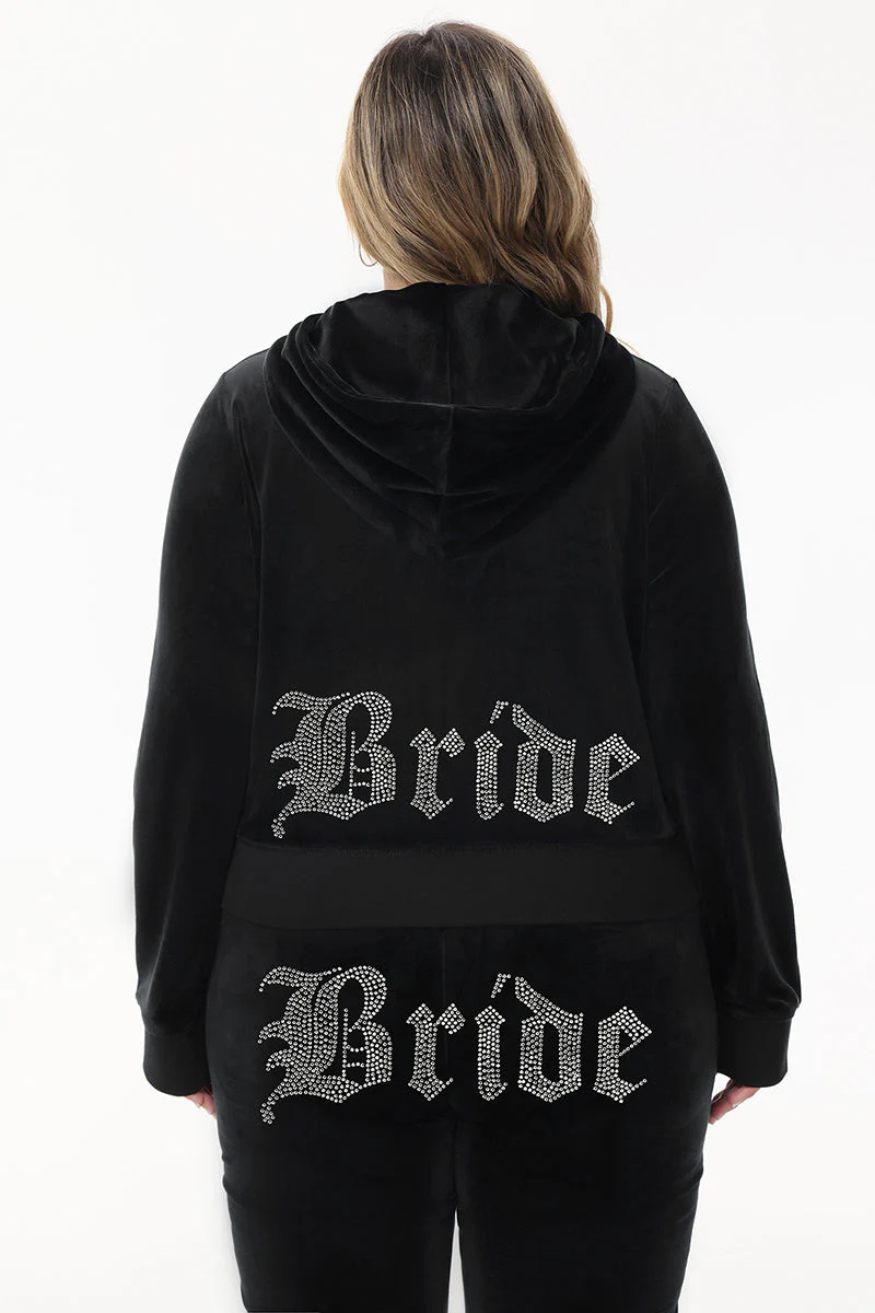 Bride Customizable Big Bling Velour Hoodie