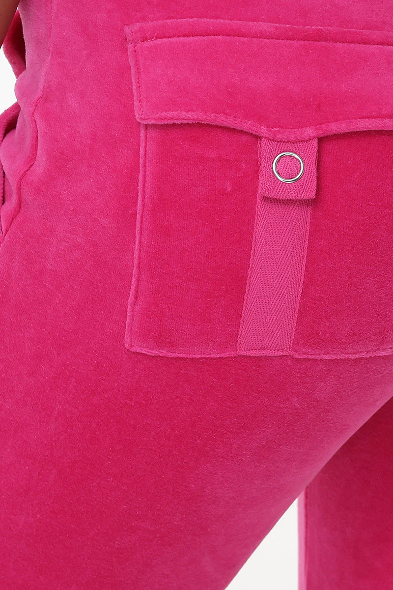 Hollywood Scottie Snap Pocket Cotton Velour Track Pants