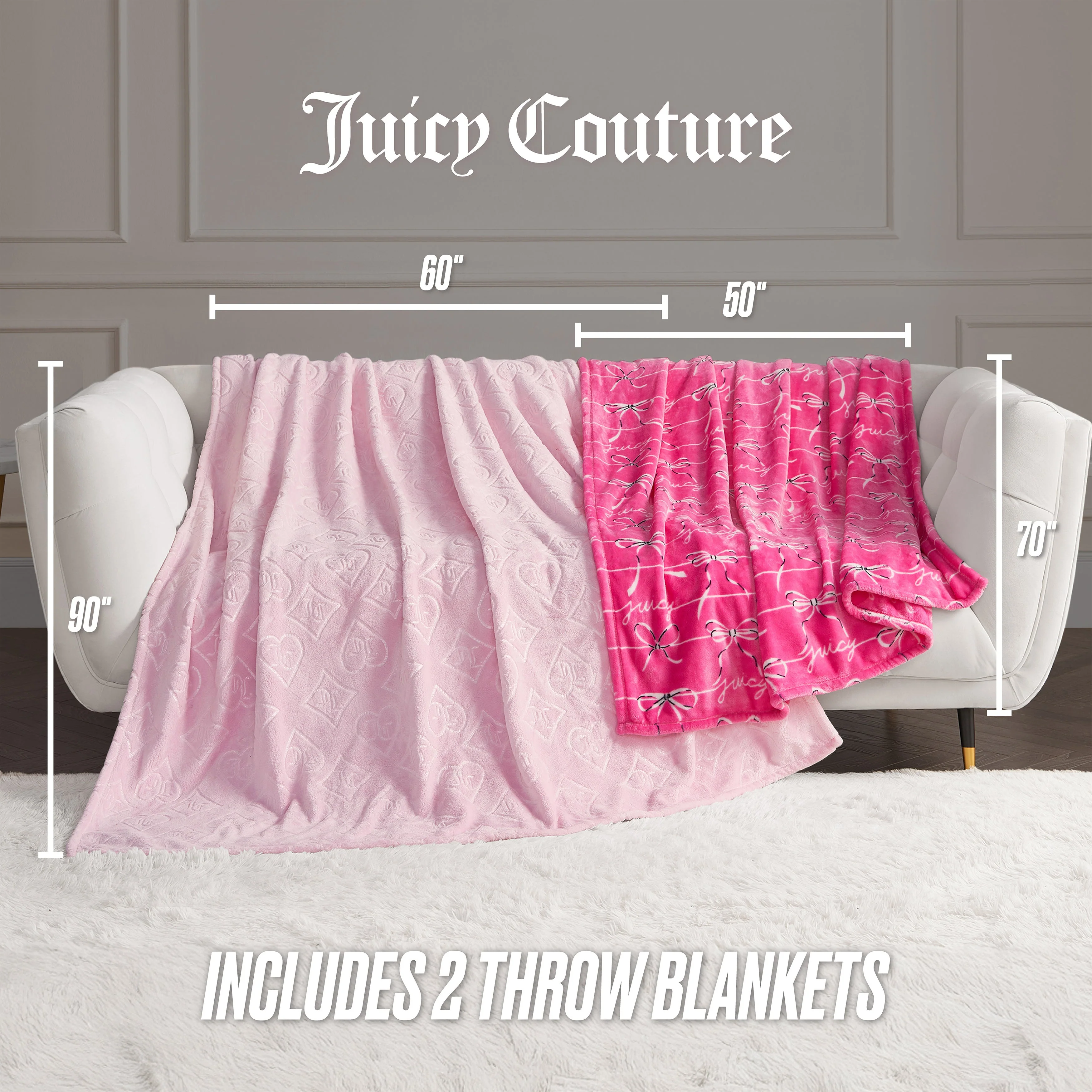 Plush 2-Piece Throw Blanket Set