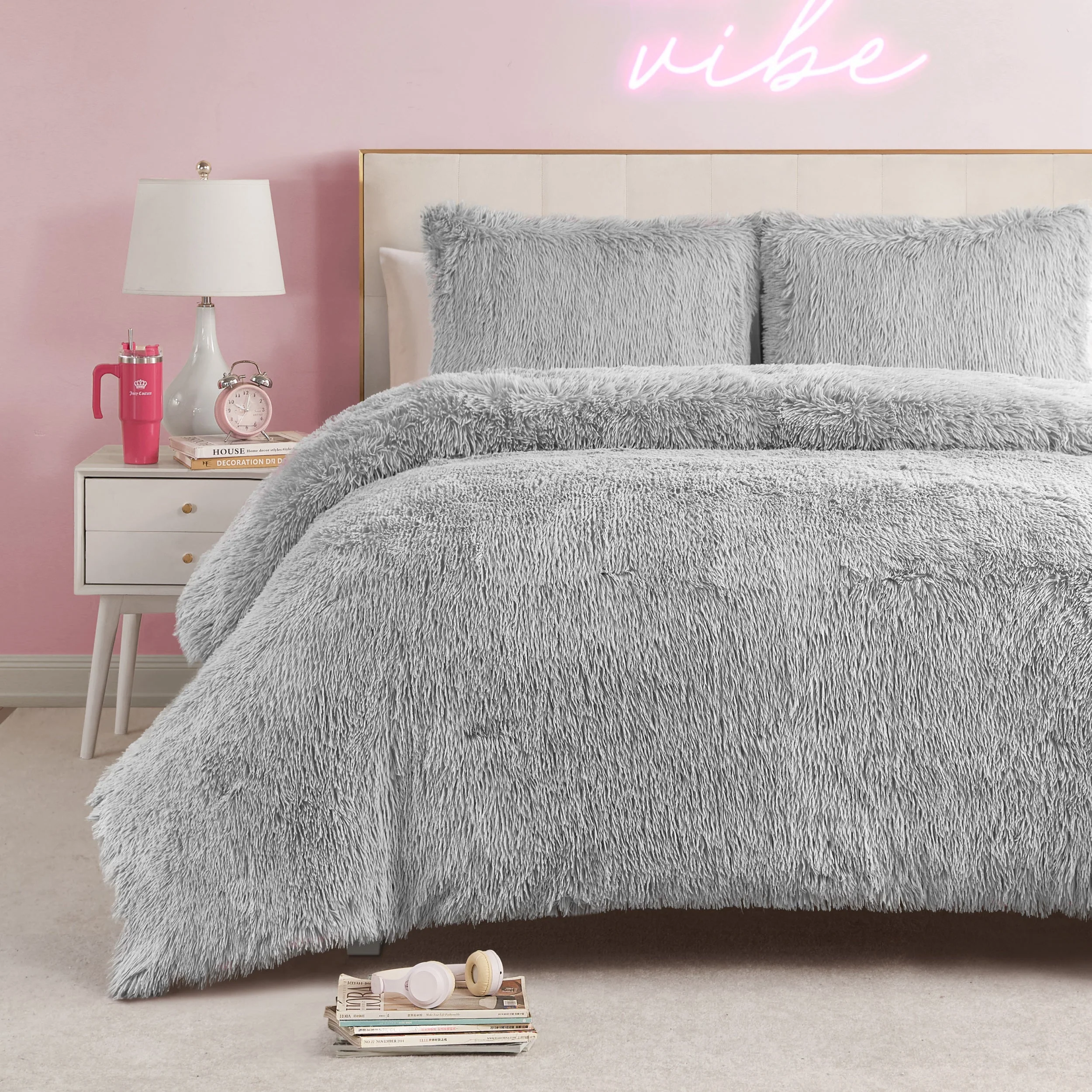 Shaggy Faux Fur Comforter Set