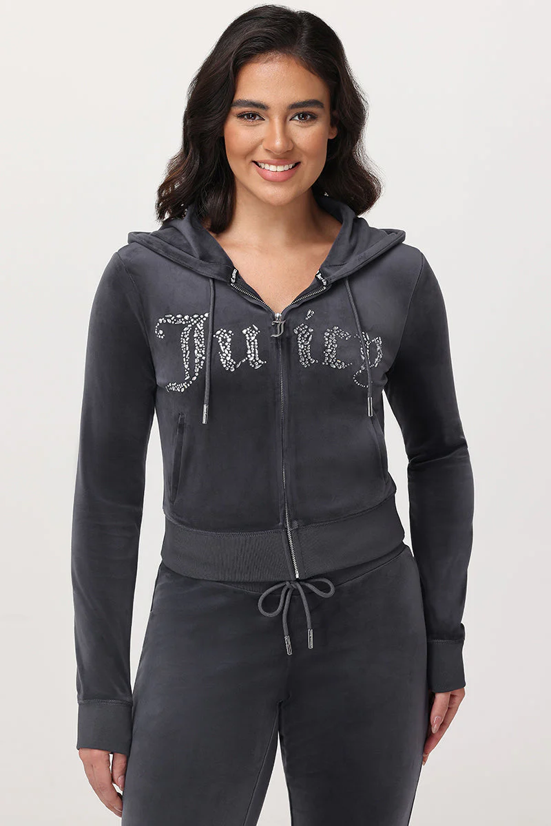 Front Mixed Crystals Velour Hoodie