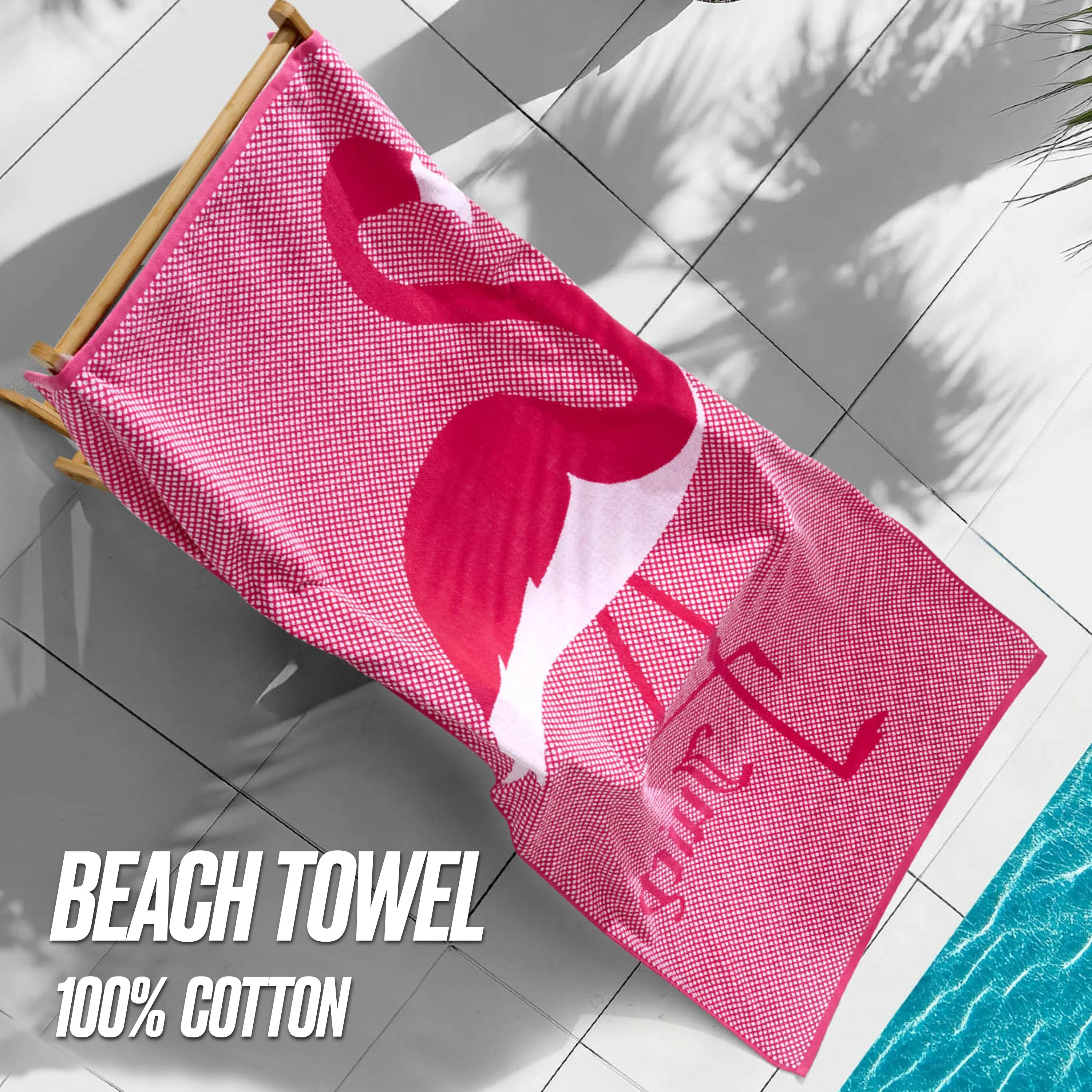 Pink Flamingo Cotton Beach Towel