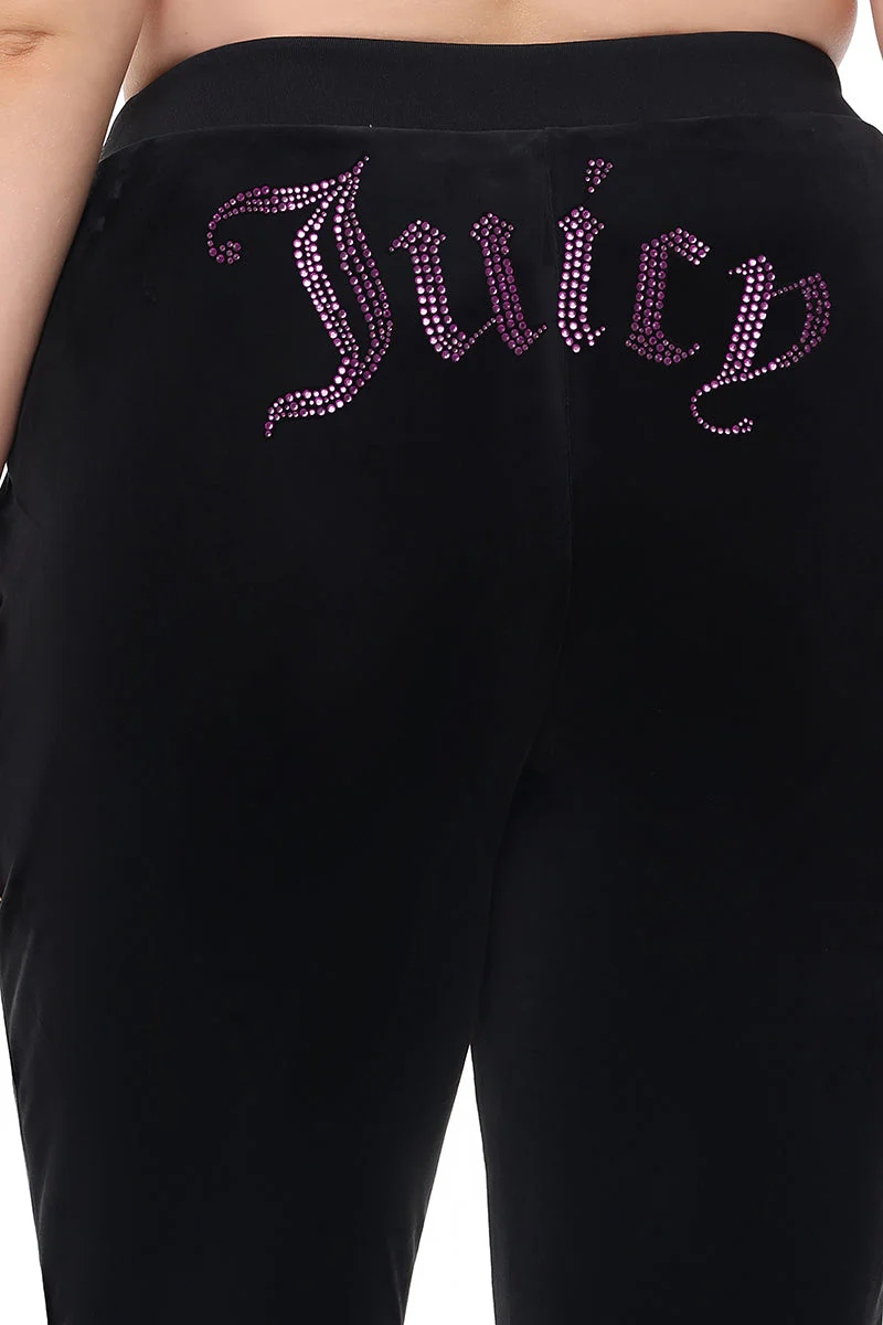 Plus-Size Technicolor Customizable Big Bling Velour Track Pants