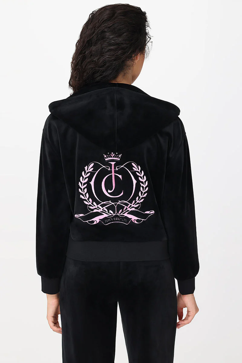 Relaxed Velour Zip Hoodie
