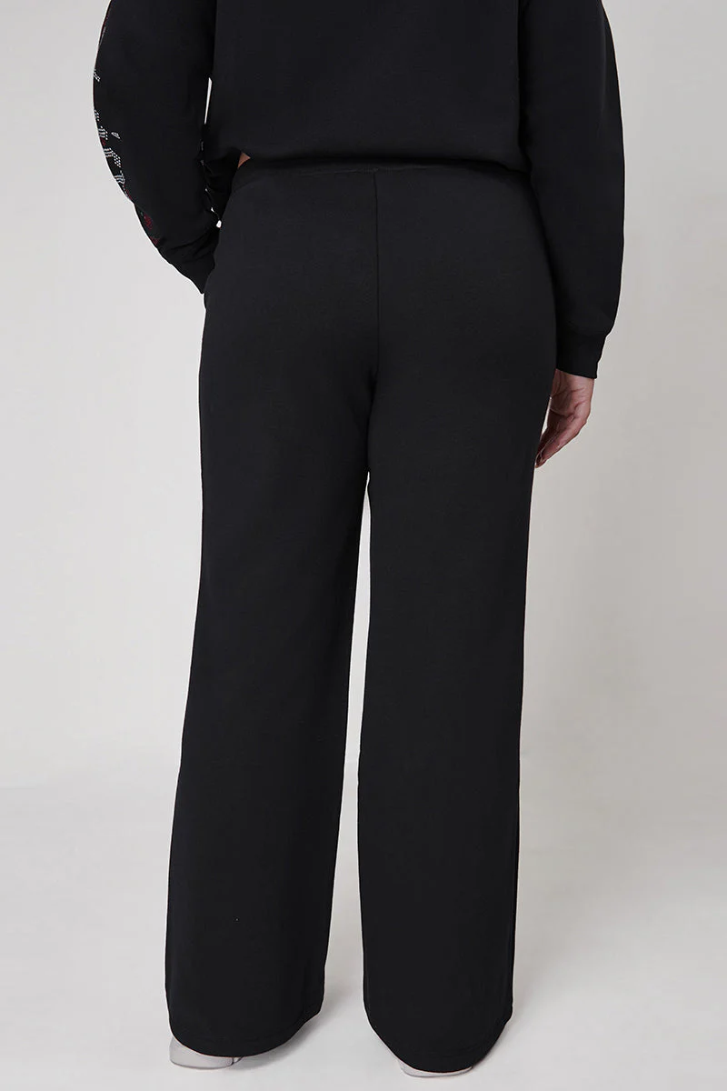 Plus-Size Roses Wide Leg Track Pants