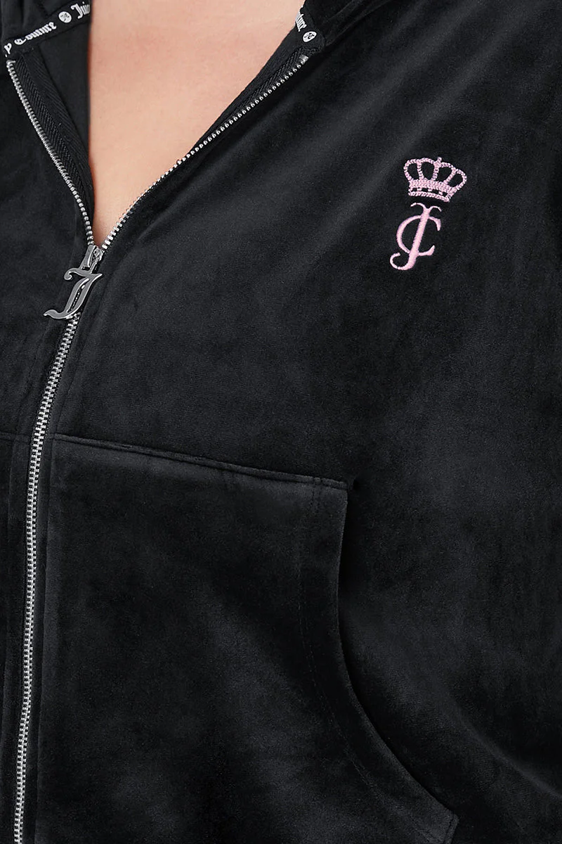 Plus-Size Relaxed Velour Zip Hoodie