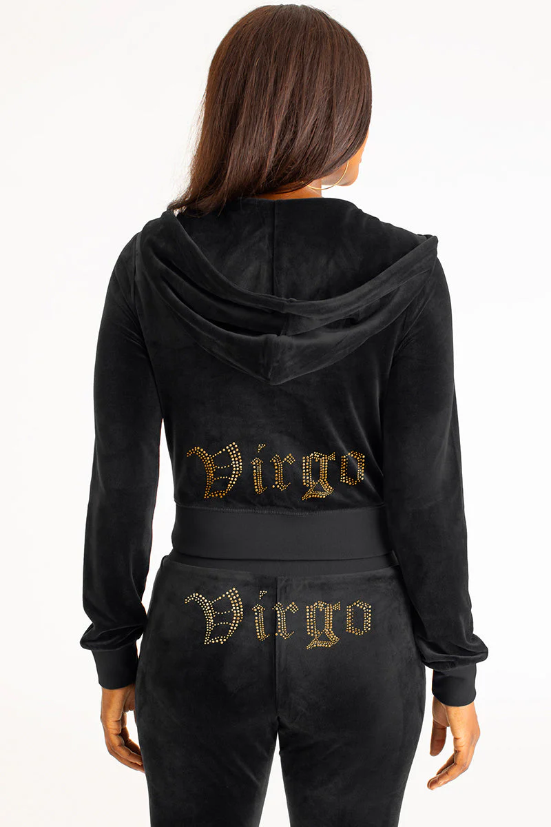 Virgo Customizable Big Bling Velour Hoodie