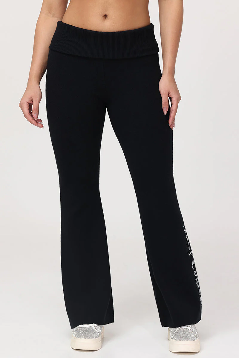 Fold Over Knit Wide Leg Pants