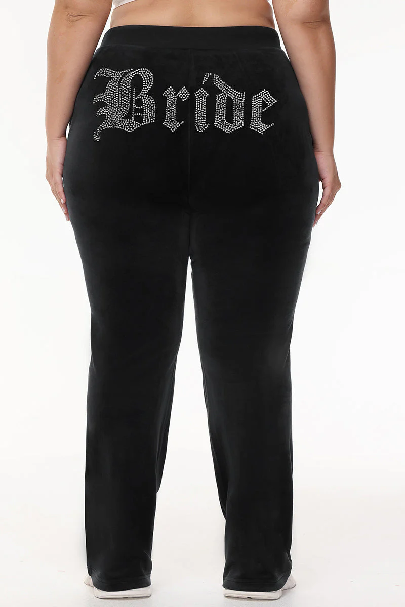 Bride Customizable Big Bling Velour Track Pants
