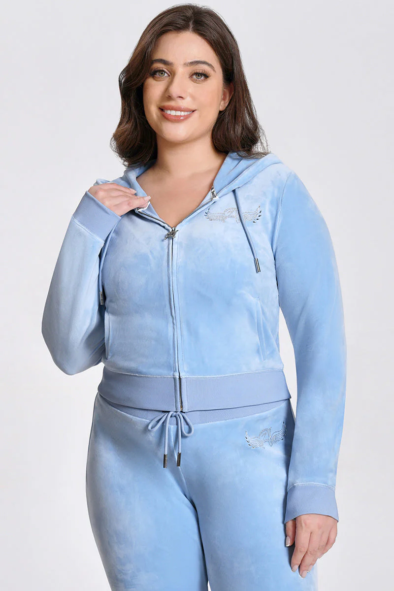 Plus-Size Angel Couture Big Bling Velour Hoodie