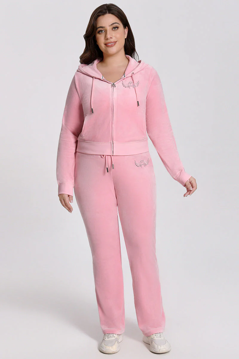 Plus-Size Angel Couture Big Bing Velour Track Pants