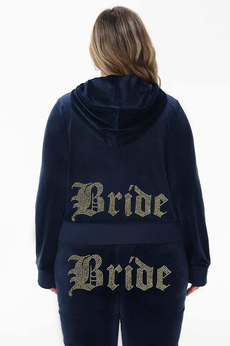 Bride Customizable Big Bling Velour Hoodie