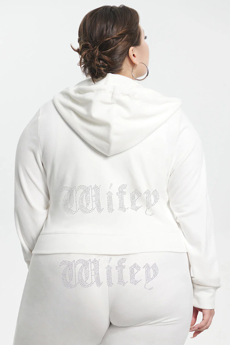 Wifey Customizable Big Bling Velour Hoodie