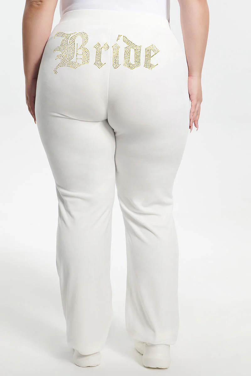 Bride Customizable Big Bling Velour Track Pants
