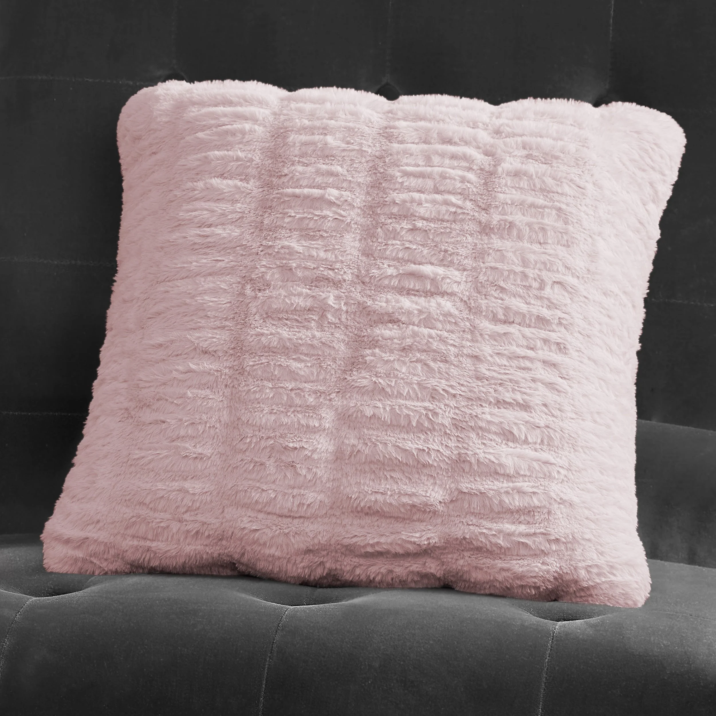 Pleated Faux Fur Decorative Pillow