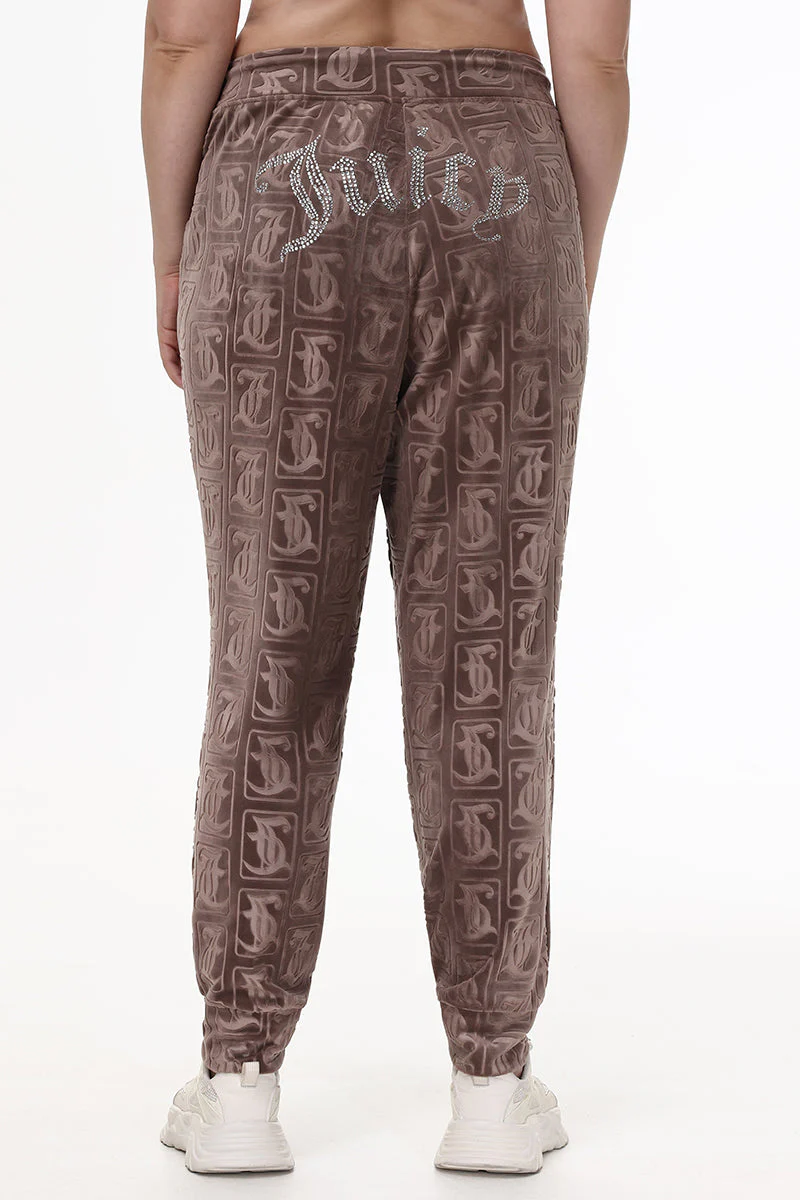Plus-Size Big Bling Embossed Velour Jogger
