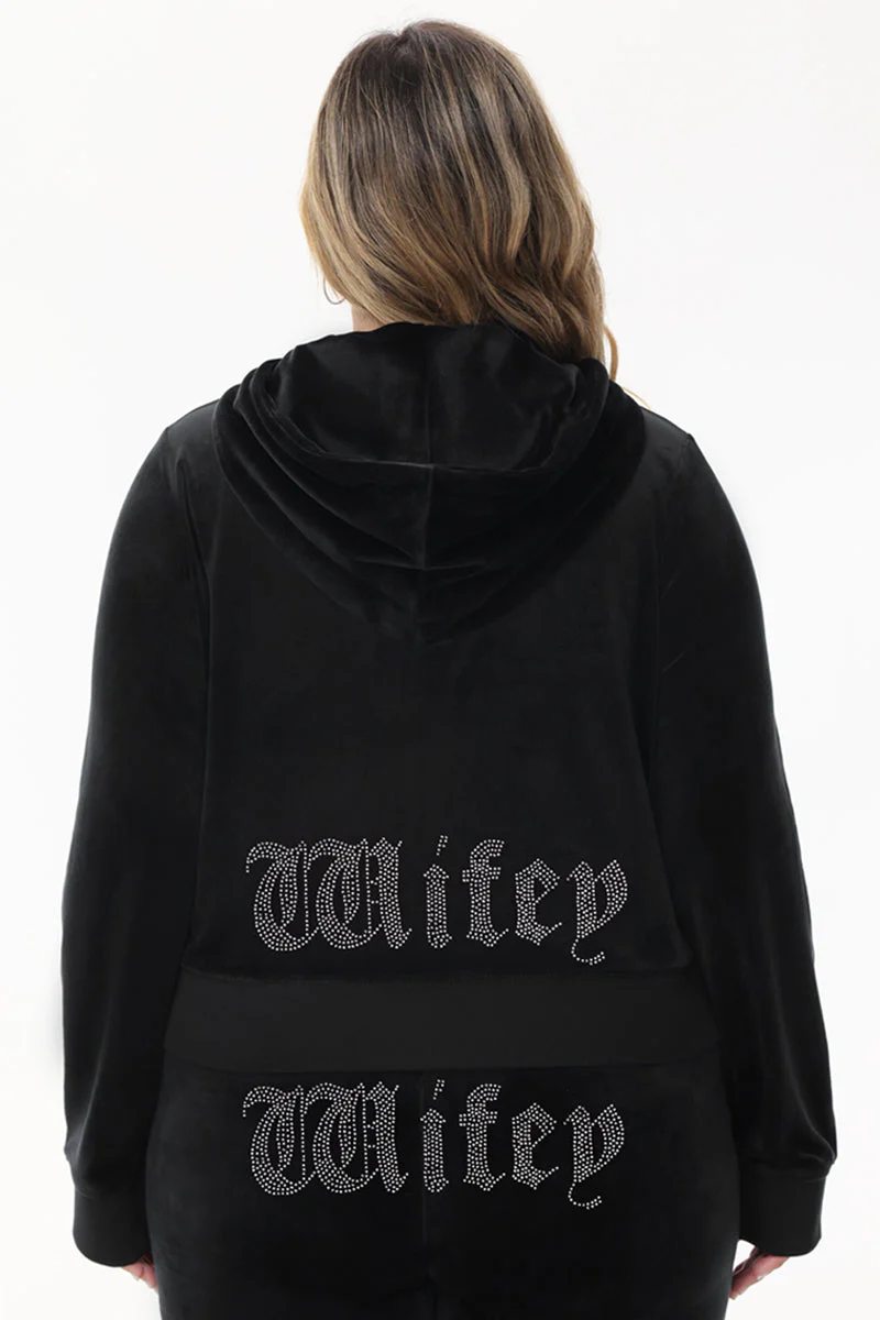 Wifey Customizable Big Bling Velour Hoodie