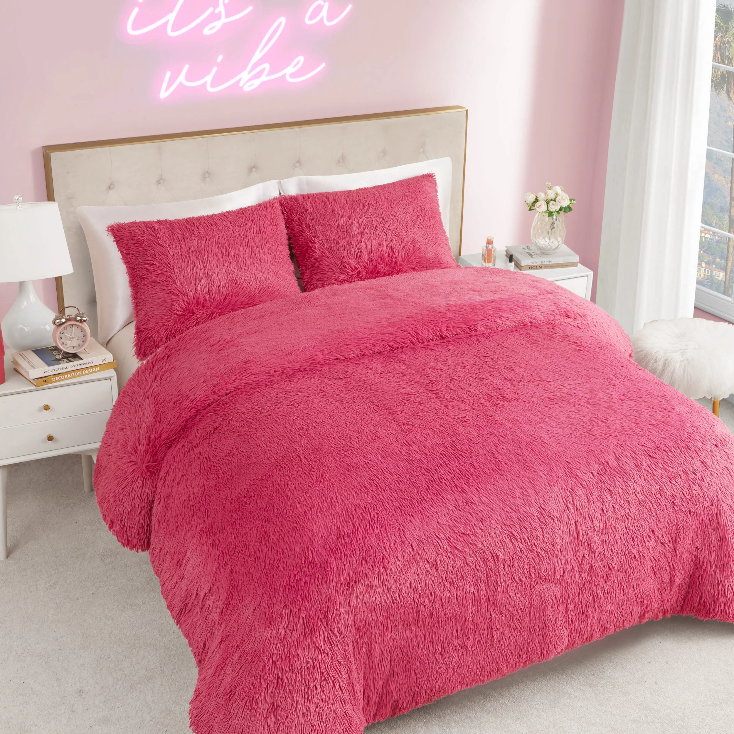 Shaggy Faux Fur Comforter Set