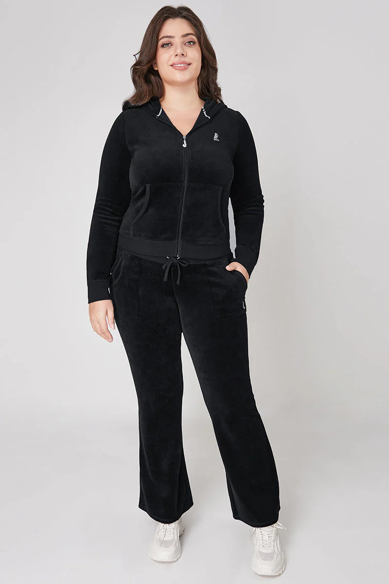 Plus-Size Hollywood Scottie Snap Pocket Cotton Velour Track Pants