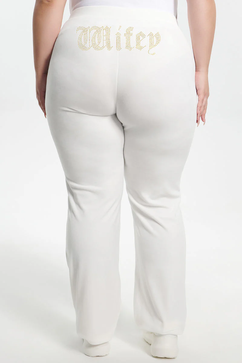 Wifey Customizable Big Bling Velour Track Pants