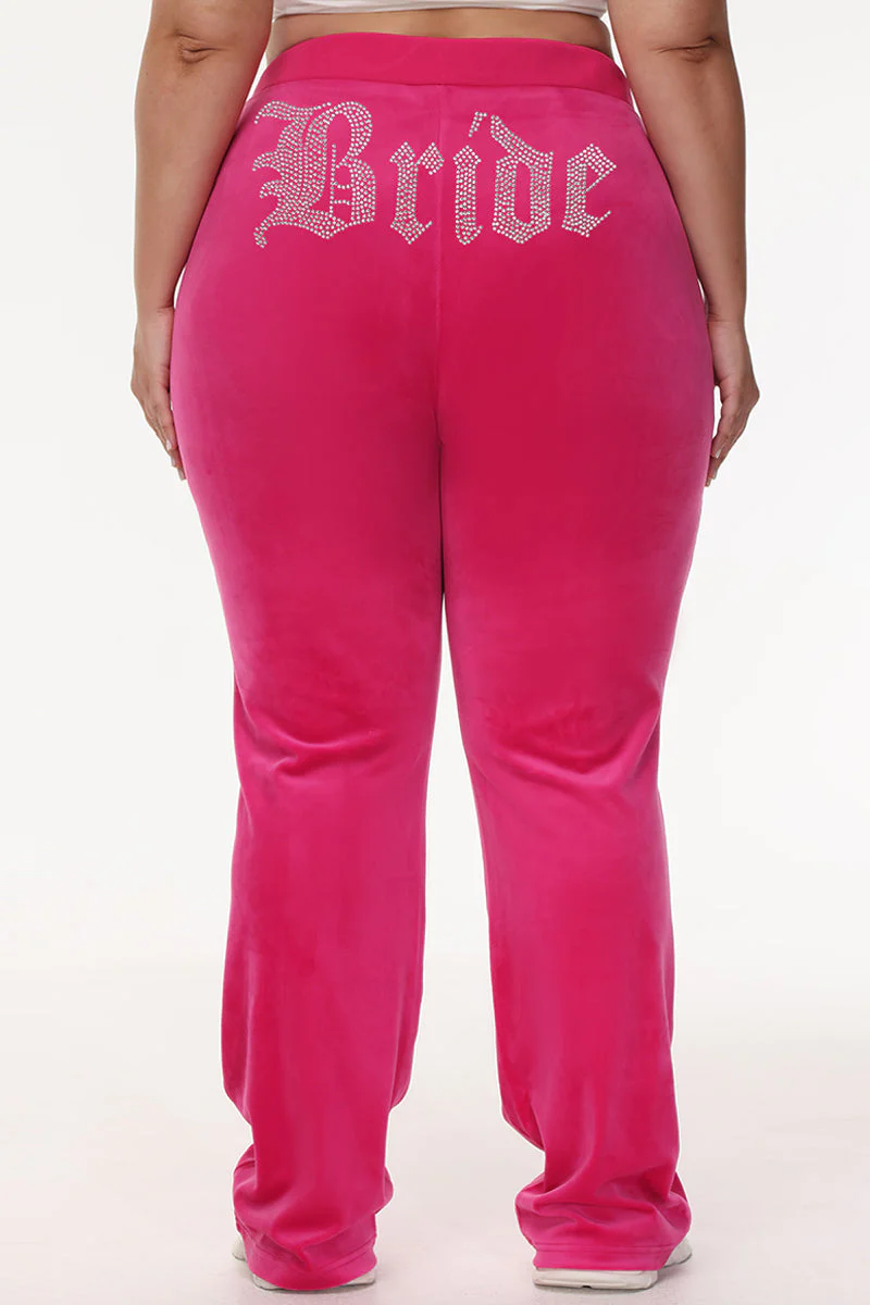 Bride Customizable Big Bling Velour Track Pants