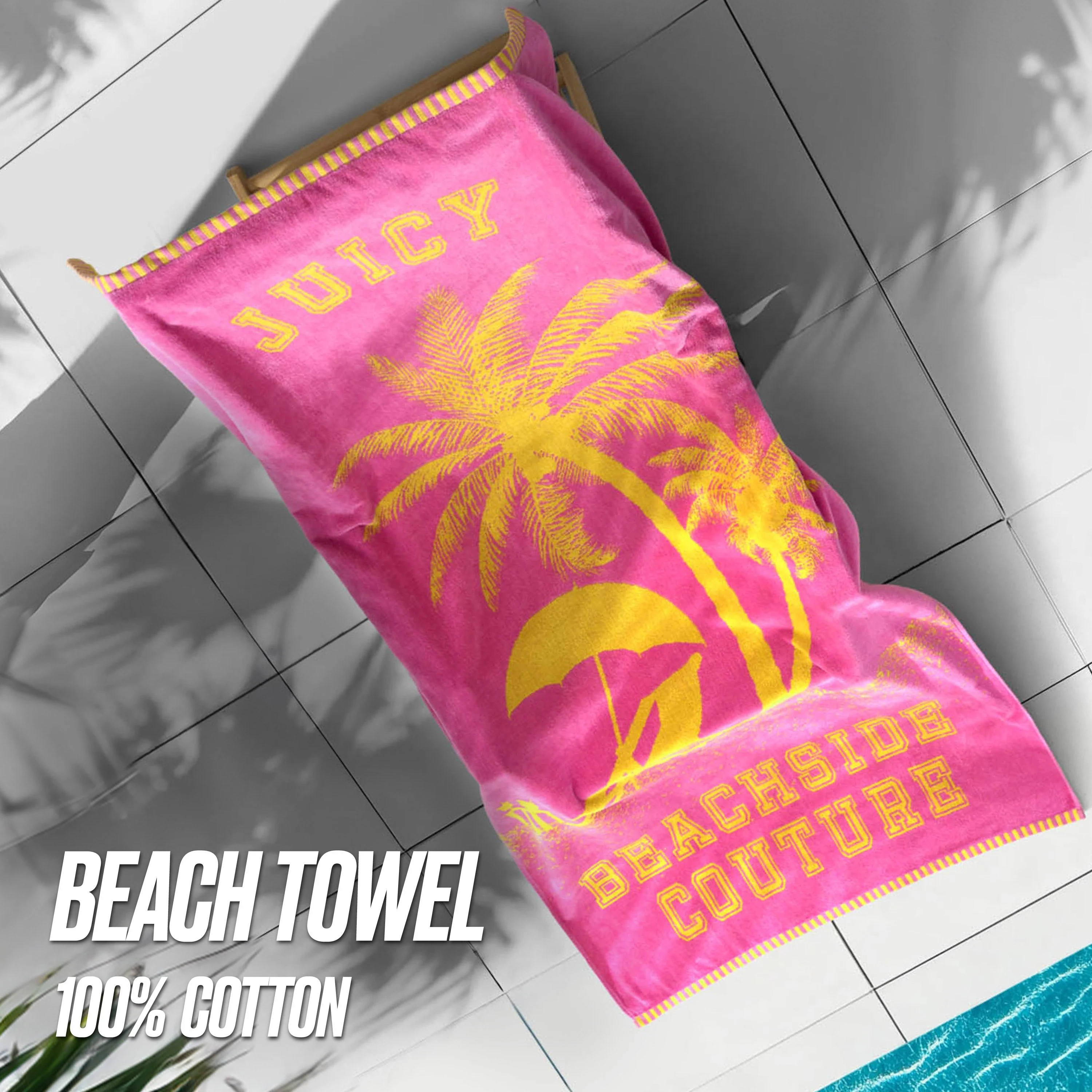 Pink Beachside Couture Cotton Beach Towel
