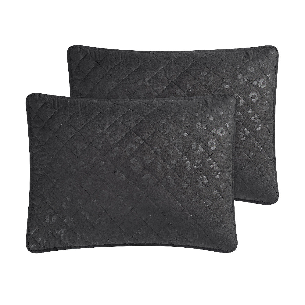 Black Leopard Embossed Quilt Set
