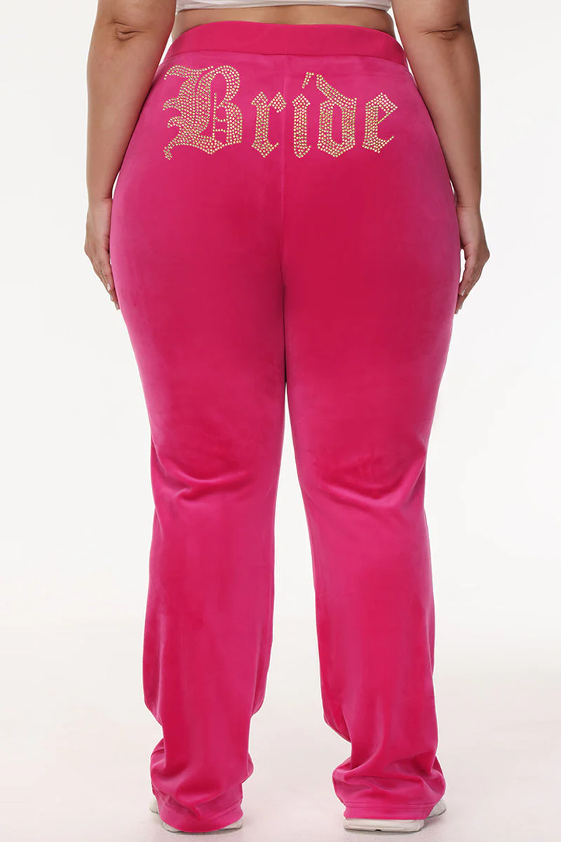 Bride Customizable Big Bling Velour Track Pants