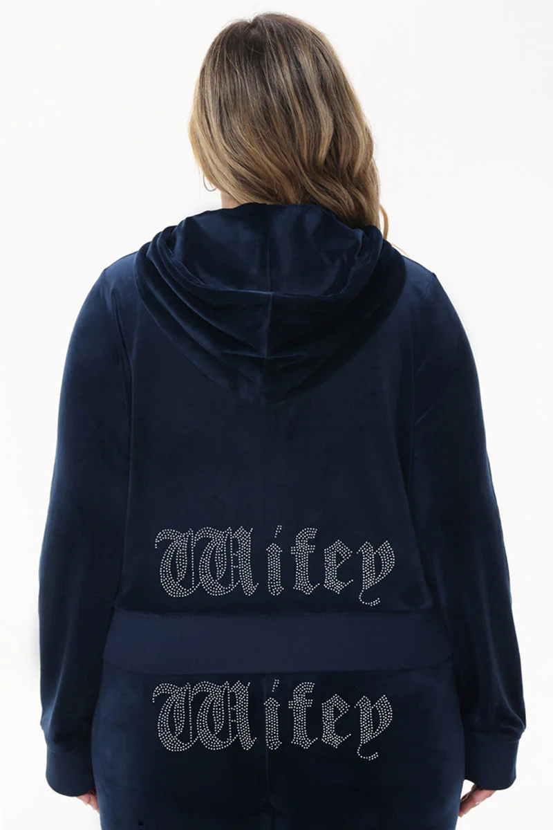 Wifey Customizable Big Bling Velour Hoodie