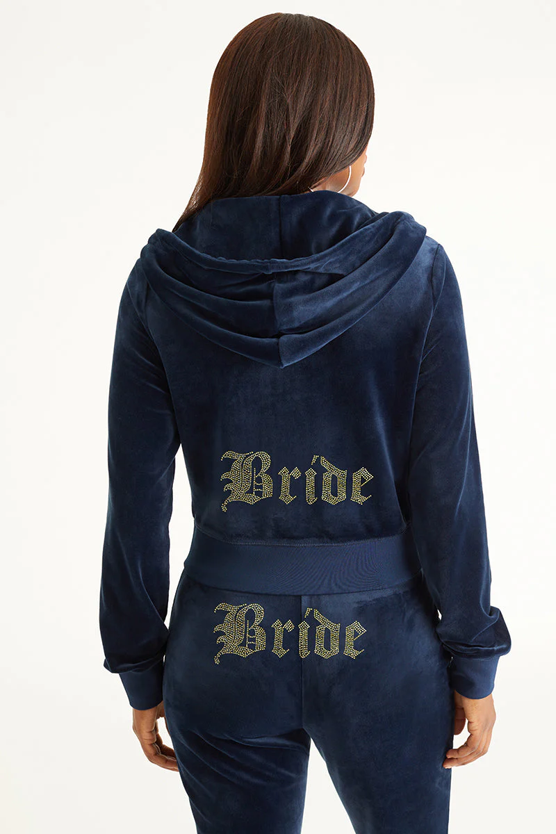 Bride Customizable Big Bling Velour Hoodie