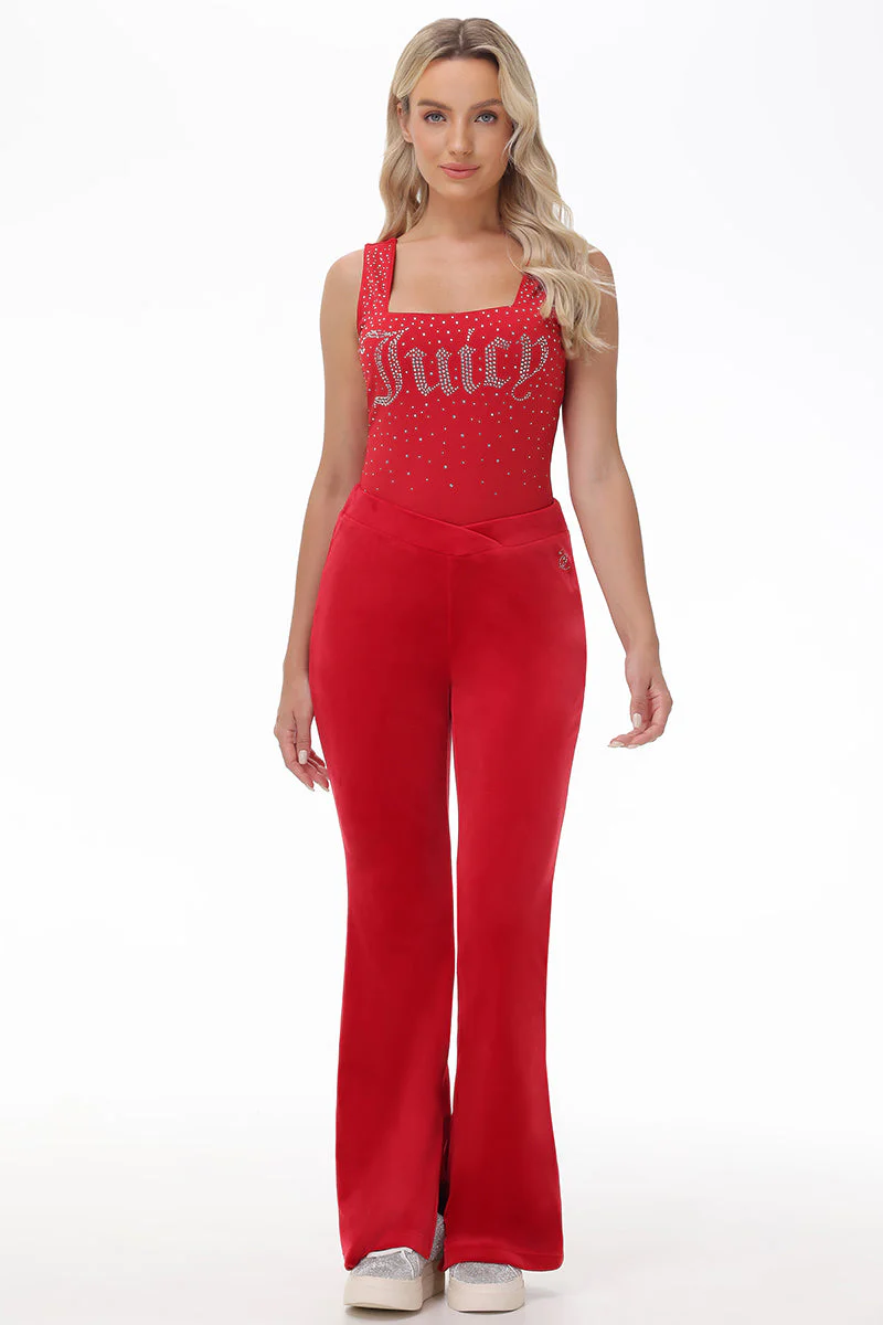 Velour Flare Pant With Slit
