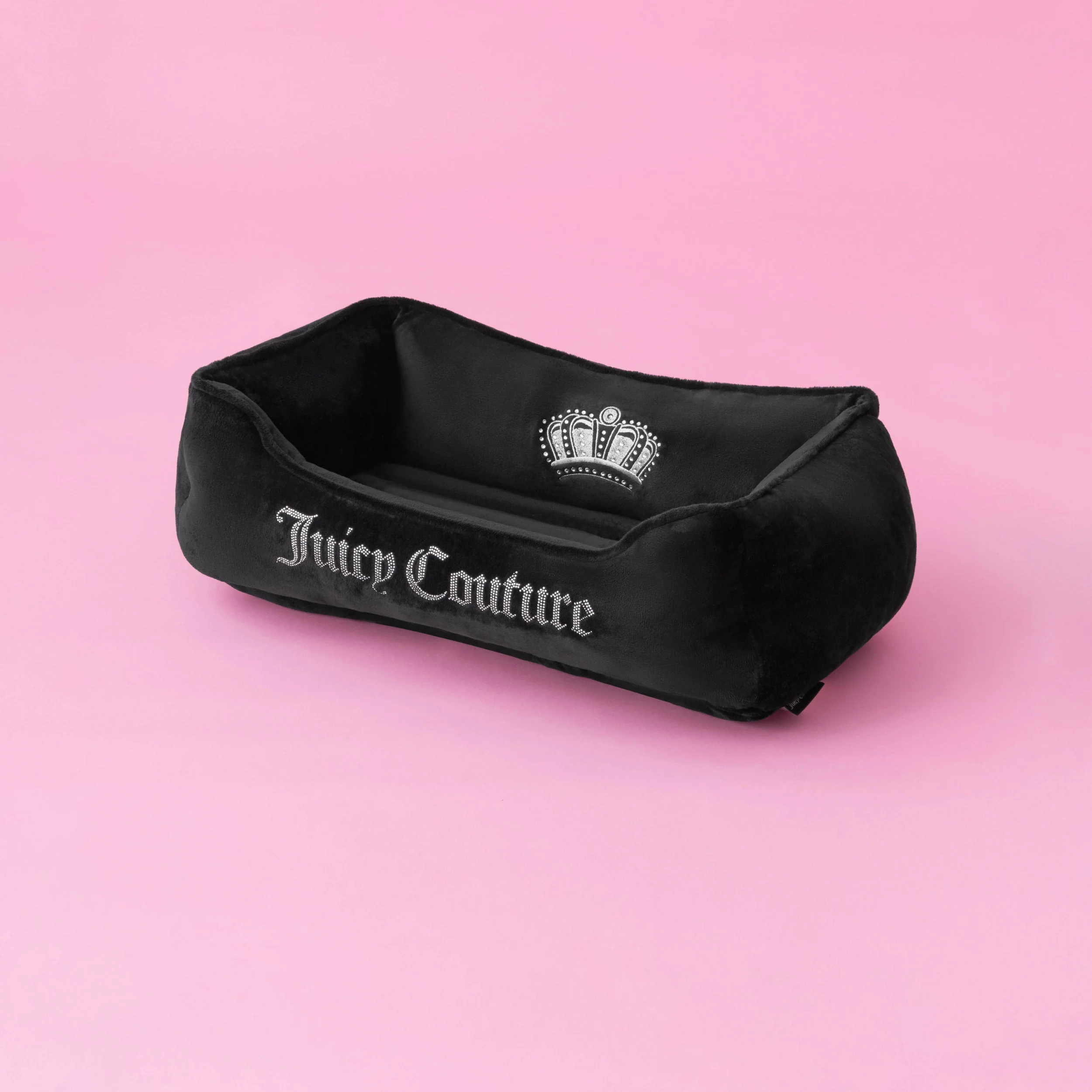 Crown Bling Black Pet Bed
