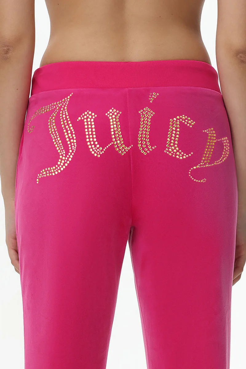 Technicolor Customizable Big Bling Velour Track Pants