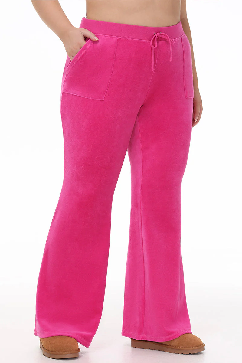 Plus-Size Hollywood Scottie Snap Pocket Velour Track Pants