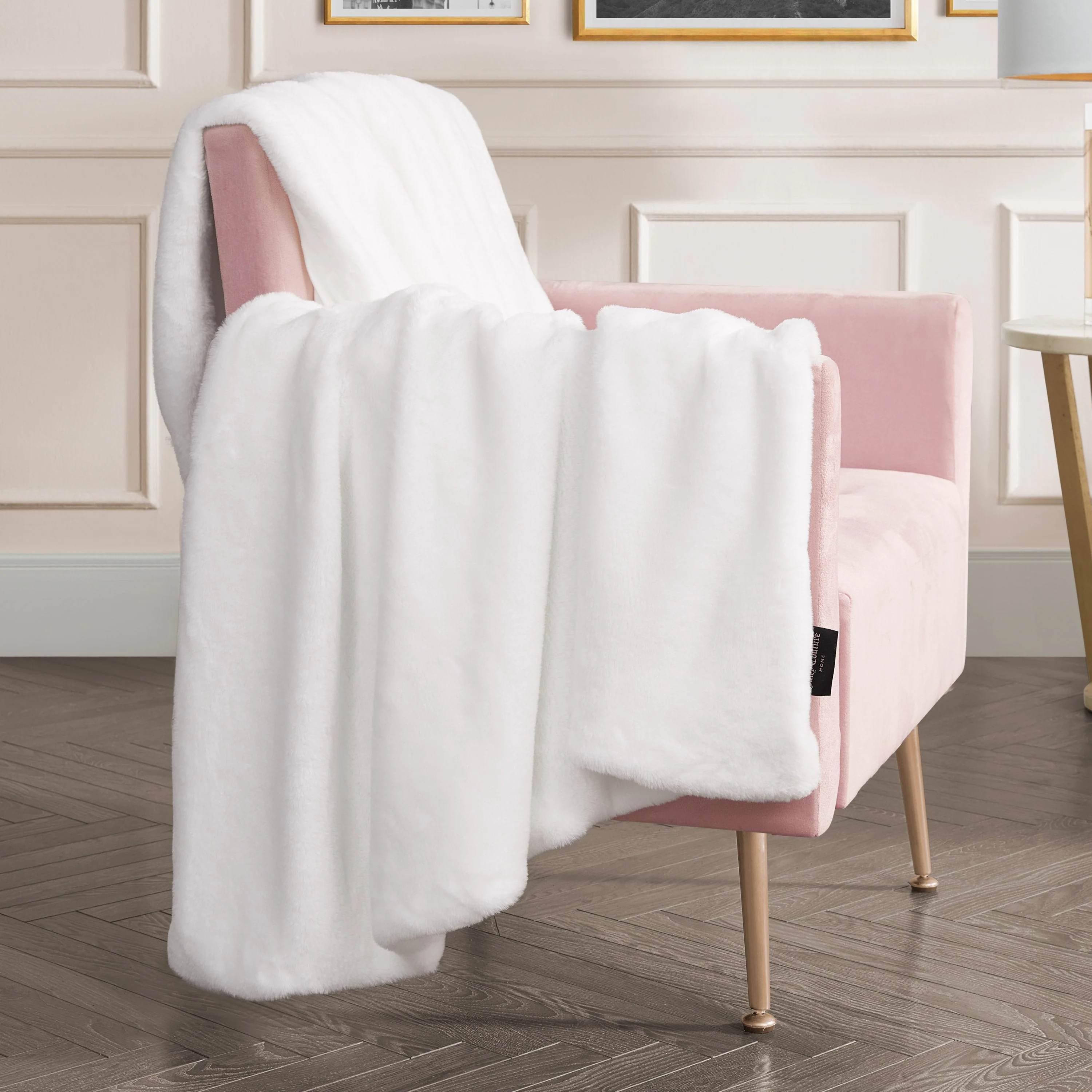 Solid Rabbit Mink Faux Fur Throw Blanket