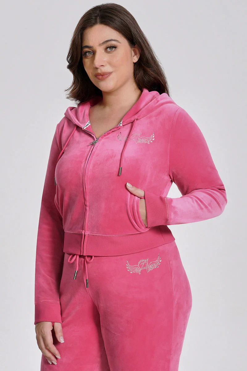 Plus-Size Angel Couture Big Bling Velour Hoodie