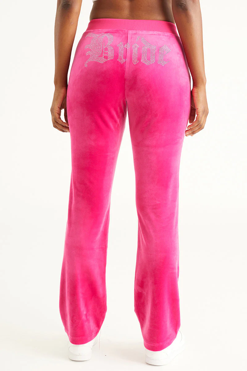 Bride Customizable Big Bling Velour Track Pants
