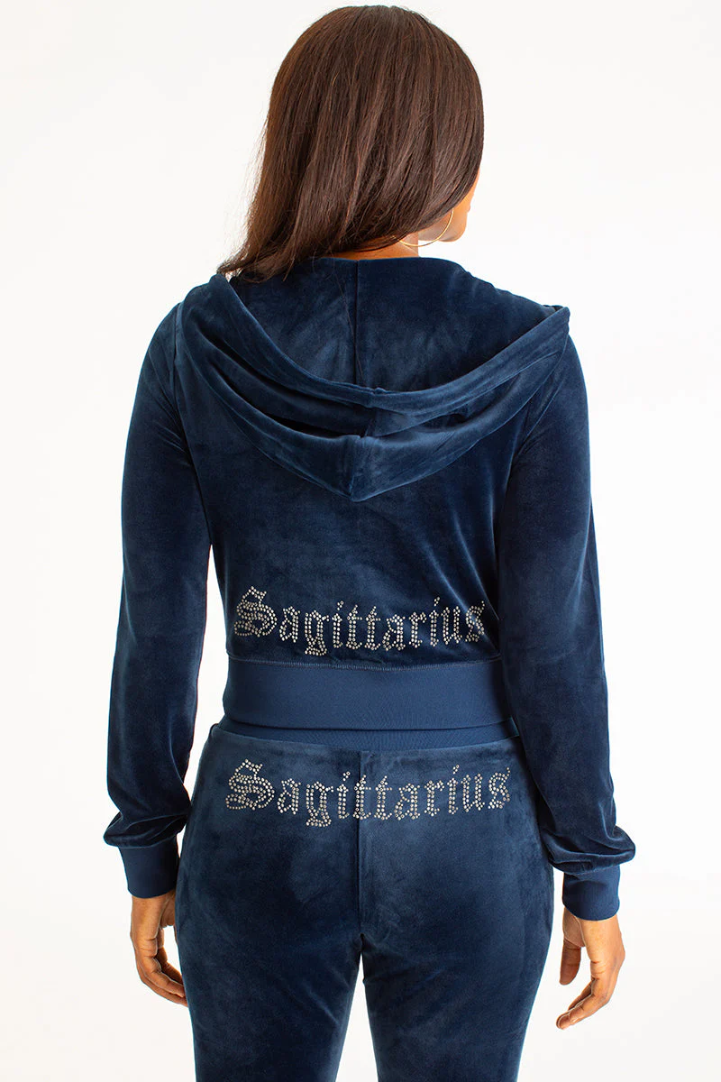 Sagittarius Customizable Big Bling Velour Hoodie