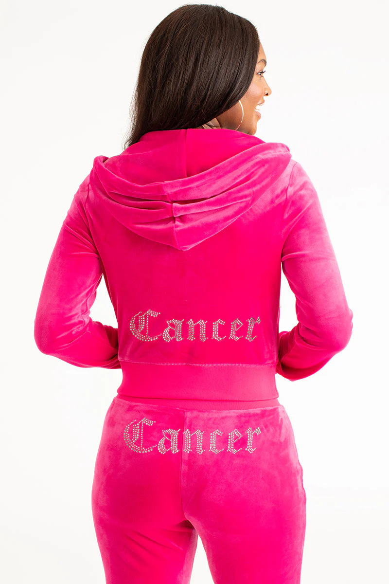 Cancer Customizable Big Bling Velour Hoodie
