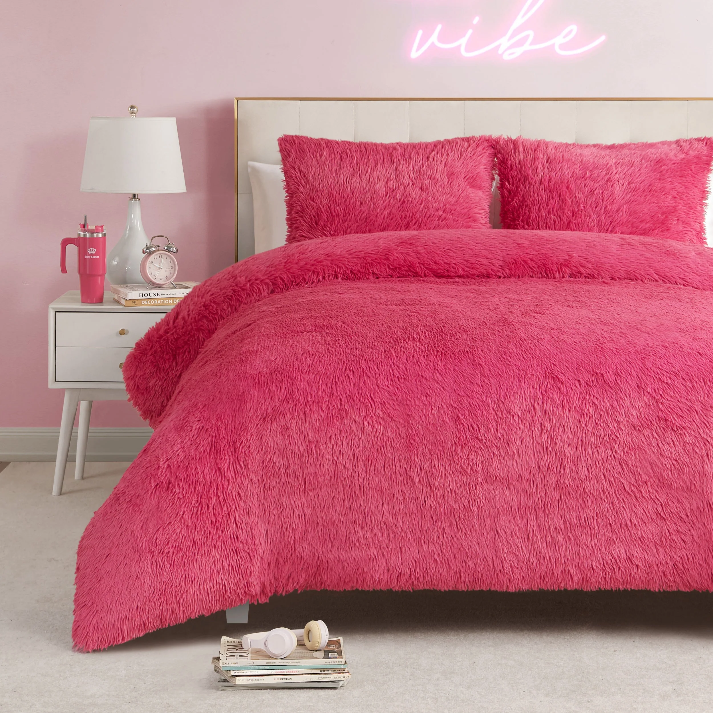 Shaggy Faux Fur Comforter Set