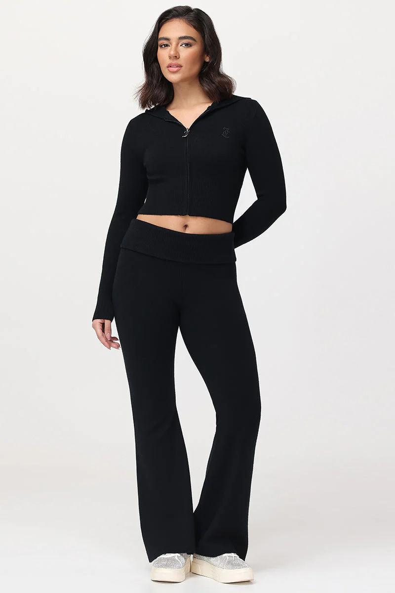 Fold Over Knit Wide Leg Pants