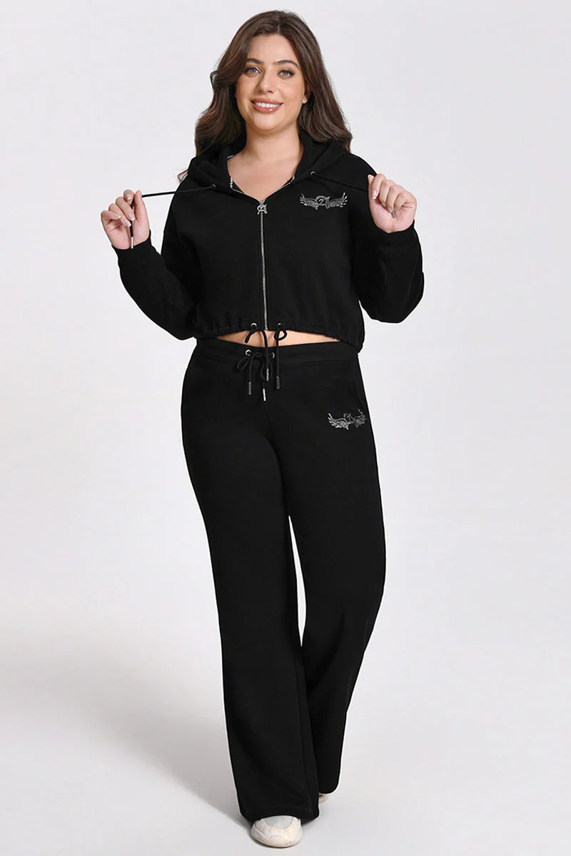 Plus-Size Angel Couture Wide Leg Fleece Pants